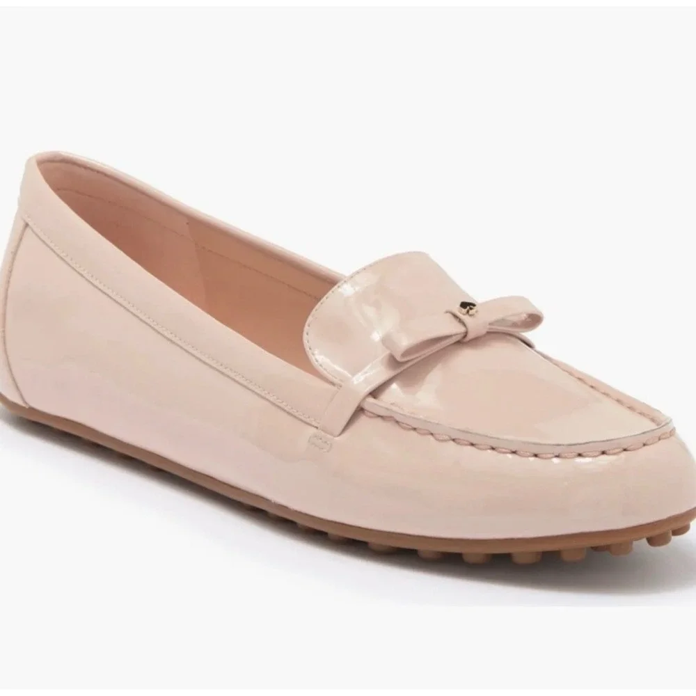 Kate Spade Danika Loafers Womens 8B Pink Patent Leather Bow Driving Shoes Preppy